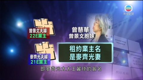 曾景文胞妹曾租住麥齊光單位