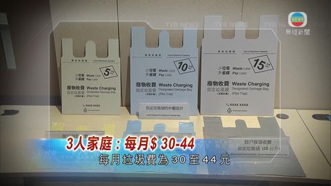 垃圾徵費倡終達按戶按袋3人戶每月30-44元 垃圾徵費倡終達按戶按袋3人戶每月30-44元