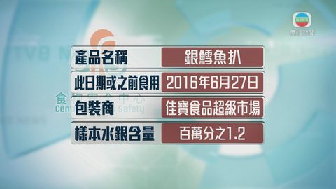 佳寶預先包裝銀鱈魚扒水銀超標 已停售
