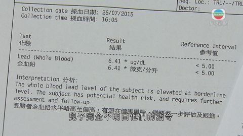 逾百兒童血鉛超標 團體指政府未有跟進 逾百兒童血鉛超標 團體指政府未有跟進