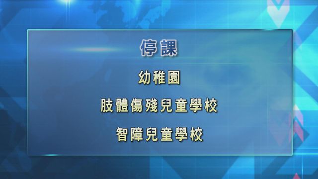幼稚園、肢體傷殘兒童學校及智障兒童學校今日停課