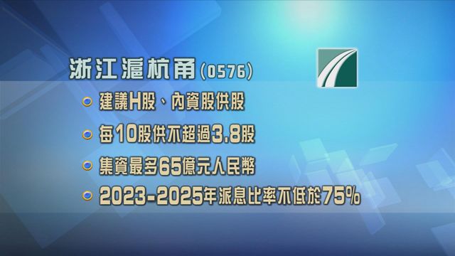 浙江滬杭甬擬供股 集資最多65億人民幣