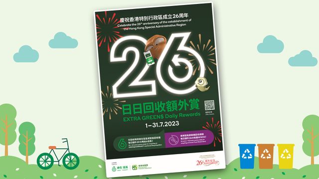 【回歸26周年】七月到「綠在區區」網絡提交指定回收物可獲6倍積分