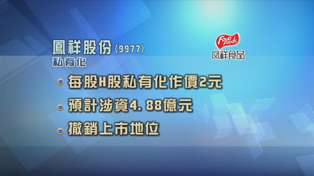鳳祥股份獲提以每股2元私有化溢價逾三成三　下周一復牌