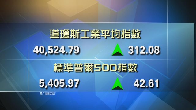 美股連升兩個交易日　道指收市升312點