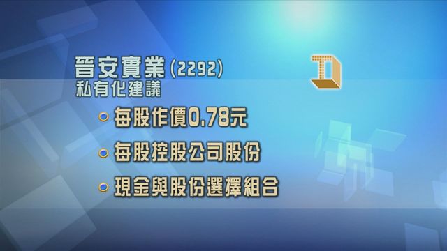 晉安實業獲大股東提出私有化建議