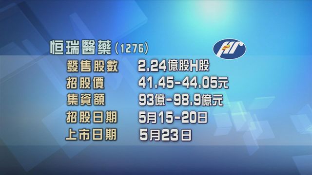 恒瑞醫藥今日起招股　入場費約8900元