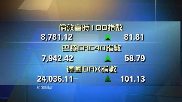 歐洲主要股市上升