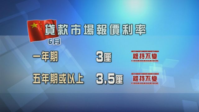 內地維持貸款市場報價利率LPR不變