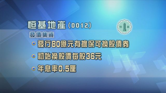 恒地發行80億元有擔保可換股債券