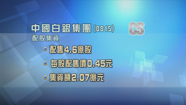 中國白銀集團配股集資逾2億元