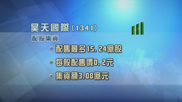 昊天國際配股集資逾三億元
