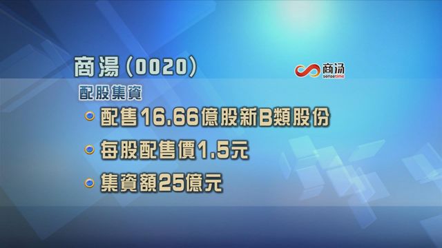 商湯配售新B類股份　集資25億元