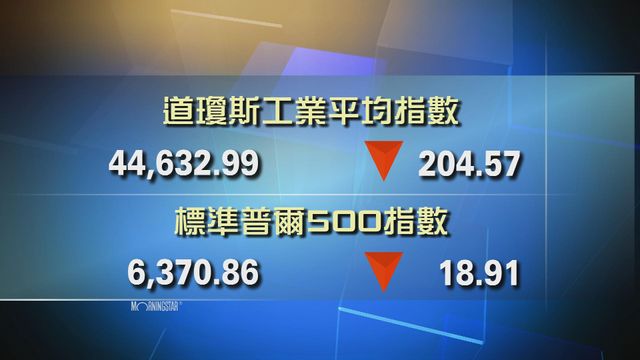 道指收市報44632點　跌204點