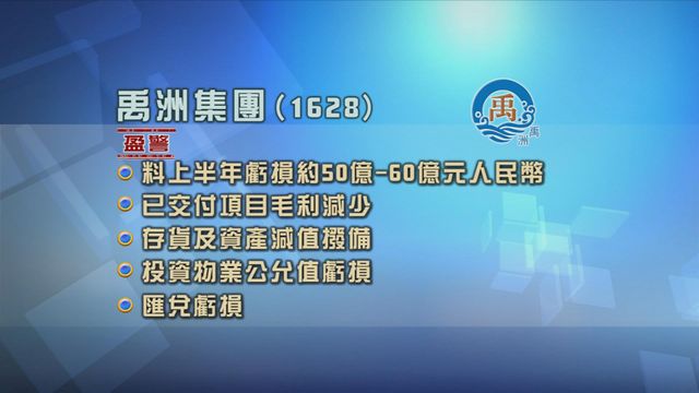 禹洲集團發盈警　料上半年虧損最少約50億元人民幣