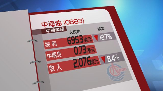 中海油上半年少賺一成二