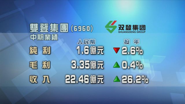 雙登集團中期按年少賺2%