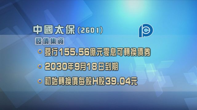 中國太保發行逾155億元零息可轉換債券
