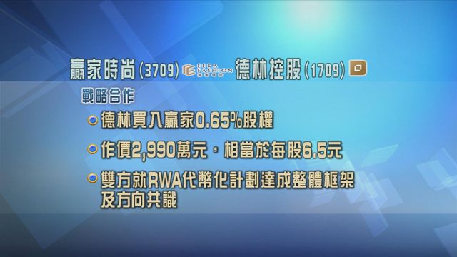 贏家時尚與德林控股訂立戰略合作及投資協議