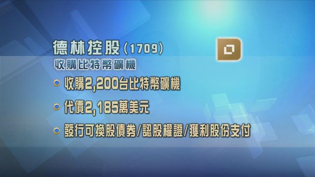 德林控股收購2200台比特幣礦機