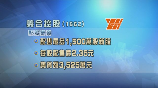 義合控股配股集資逾3500萬元