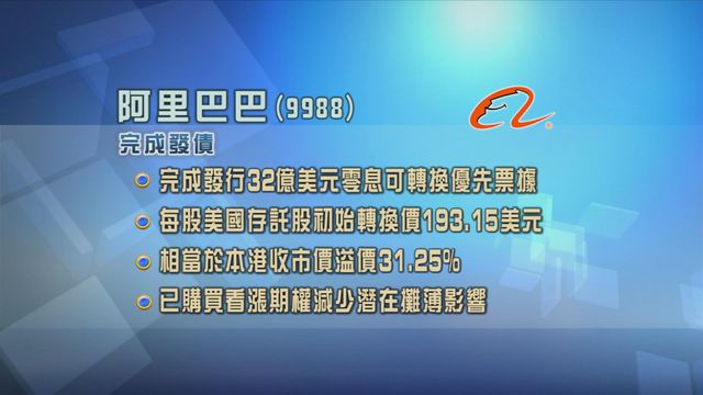 阿里巴巴完成發行32億美元零息可轉換優先票據