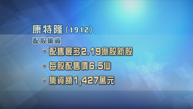 康特隆配股集資逾1400萬元