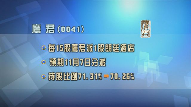 鷹君擬以實物分派方式派發特別股息