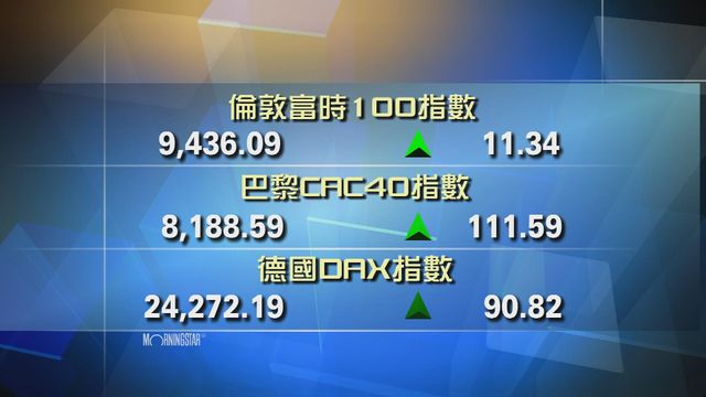歐洲主要股市上升