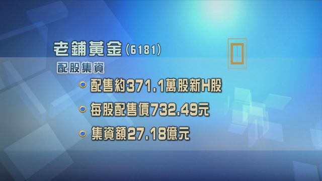 老鋪黃金配股集資逾27億元