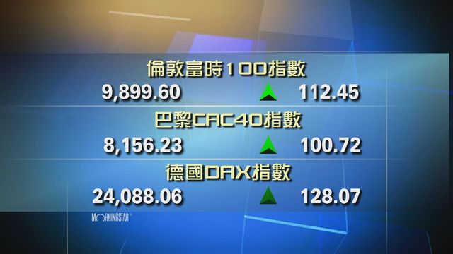 歐洲主要股市上升