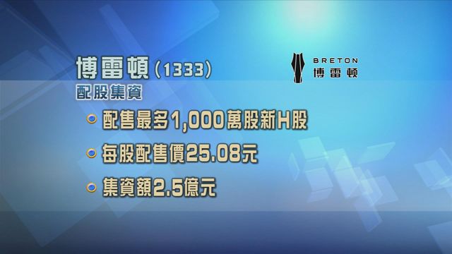 博雷頓配股集資2.5億元