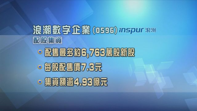 浪潮數字企業配股集資近5億元