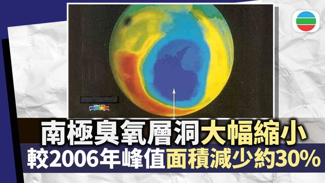 南極臭氧層洞大幅縮小　較2006年峰值面積減三成