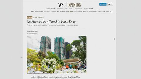HK Secretary for Security Chris Tang slams WSJ for "biased" editorial on Tai Po fire