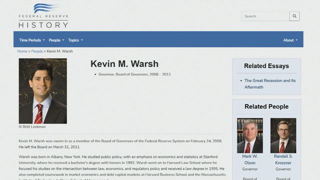 據報特朗普屬意由前美聯儲理事沃什出任新主席