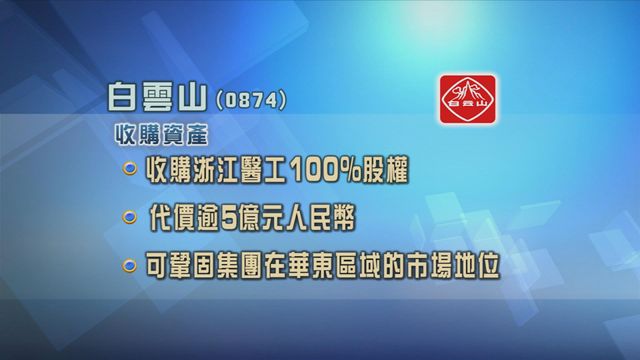 白雲山斥資逾5億元人民幣收購浙江醫工全部股權