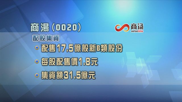 商湯配股集資31.5億元