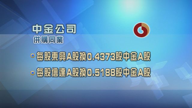 中金公司公布併購東興證券及信達證券方案