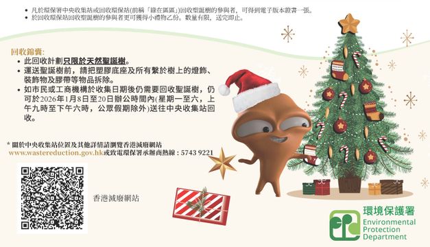 環保署推行天然聖誕樹回收計劃  鼓勵循環再造園林棄置物