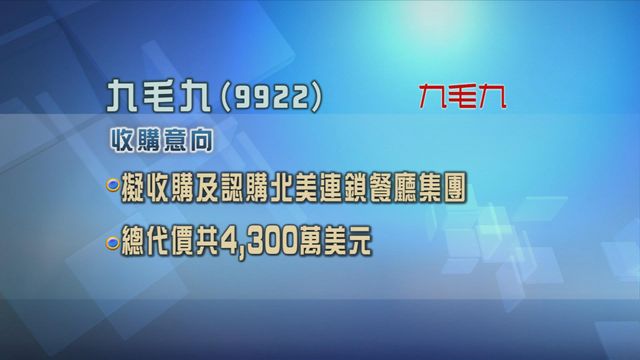 九毛九擬斥資折合逾3.3億港元收購及認購北美連鎖餐廳集團股權