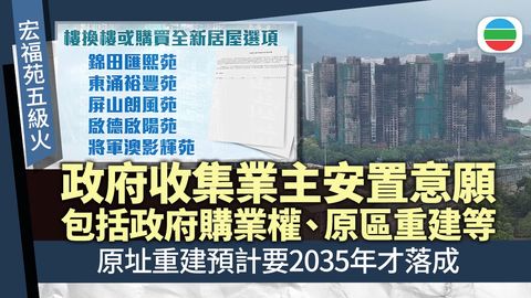 宏福苑五級火｜政府收集長遠安置初步意見　若原址重建需等最少九年始入伙