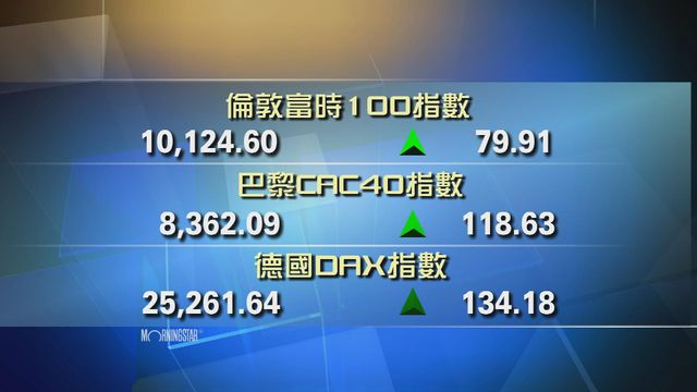 歐洲主要股市上升