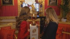 Britain's Princess of Wales welcomes England's women's rugby team to Windsor Castle