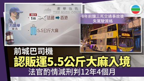 前城巴司機釀致命車禍後運毒維持生計　法官酌情減刑判12年4個月