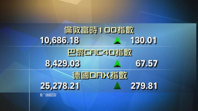 歐洲主要股市上升