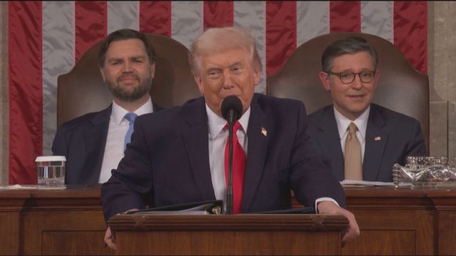 Donald Trump delivering State of the Union speech