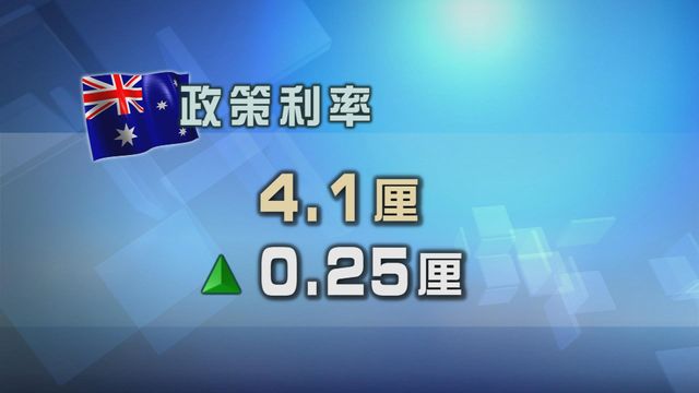 澳洲央行一如市場預期　加息四分之一厘