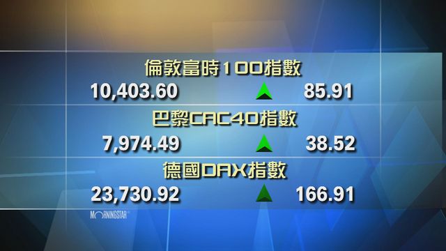 歐洲主要股市上升