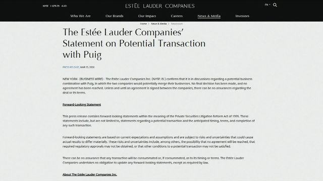 雅詩蘭黛正與西班牙Puig洽商合併